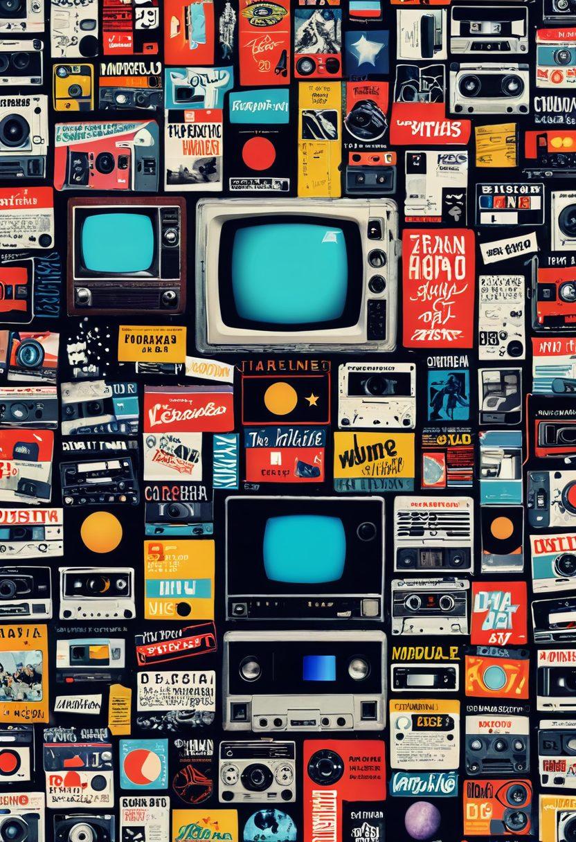 A visually striking collage showcasing the transition from vintage adult magazines to modern digital screens, featuring a timeline of evolving multimedia formats. Include elements like classic print articles, VHS tapes, early computers, and sleek tablets with vibrant adult-themed graphics. Set against a backdrop of blurred city lights to represent the digital age, emphasizing contrast between past and present. retro-futuristic style. vibrant colors. 3D.